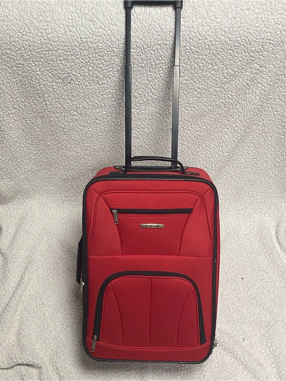 Rockland Lightweight Carry-On Suitcase Soft side Fabric Red/Black